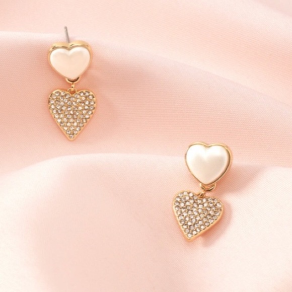 Stella & Dot💕Gold 2 Hearts Beat As 1 Earring Pack - Picture 2 of 7